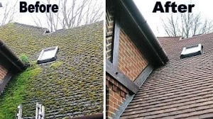 Before and after roof cleaning in Limerick